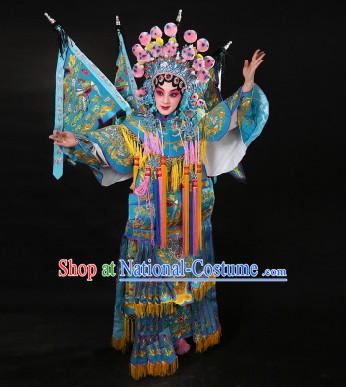 Ancient Chinese Female Warrior Mu Guiying Armor Da Kao Costumes and Hat