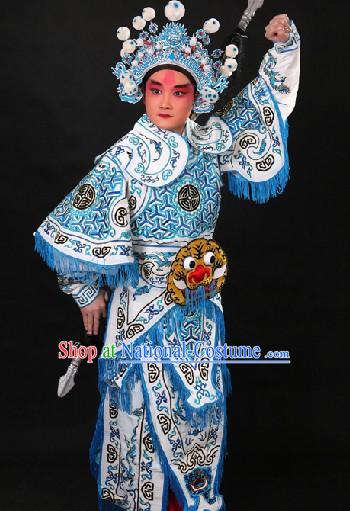 Chinese Opera Hero Wusheng General Character Suit and Hat