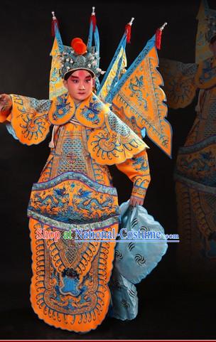 Traditional Chinese Opera General Hero Costumes and Hat