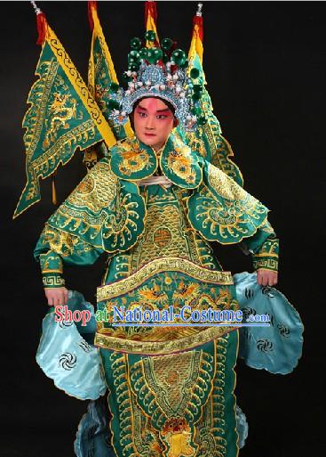 Traditional Chinese Wusheng General Hero Costumes and Hat