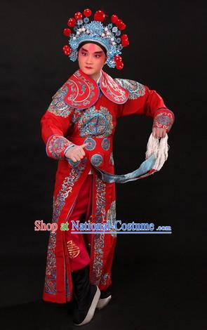 Traditional Chinese Wusheng Character Outfit and Helmet for Men