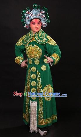 Traditional Chinese Wusheng Character Costume and Helmet for Men