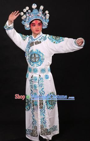 Traditional Chinese Wusheng Character Suit and Hat for Men