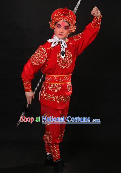 Red Traditional Chinese Drum Player Costume and Hat