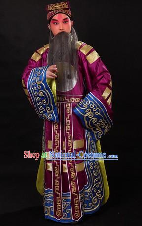 Zhu Geliang Chinese Opera Stage Performance Costumes and Hat for Men