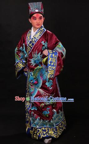 Chinese Opera Stage Performance Adviser Costumes and Hat for Men