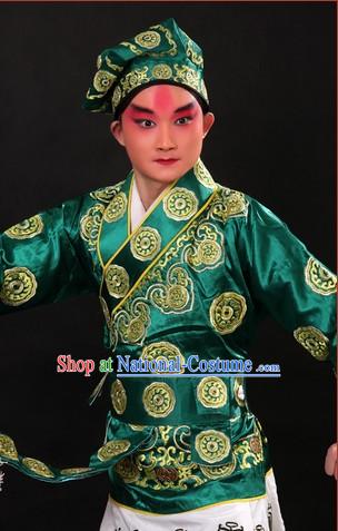 San Cha Kou Chinese Opera Stage Performance Wusheng Costumes and Hat for Men