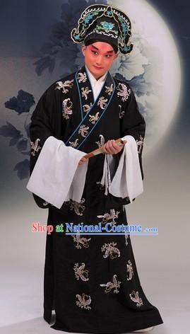 Tradiitonal Chinese Beijing Opera Xiaosheng Butterfly Embroidery Costumes and Hat for Men