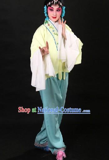 Traditional Chinese White Beijing Opera Hua Dan Long Sleeves Practice Outfit