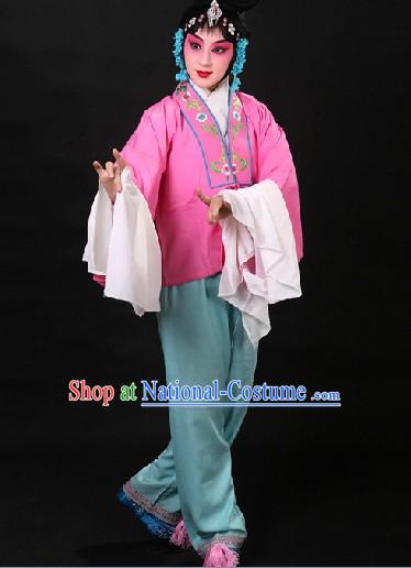 Traditional Chinese Deep Pink Beijing Opera Hua Dan Long Sleeves Practice Costume