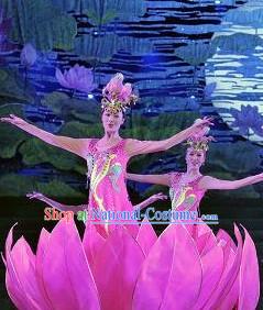 Pink Lotus Dream Dance Costume Headwear and Lotus Prop Complete Set