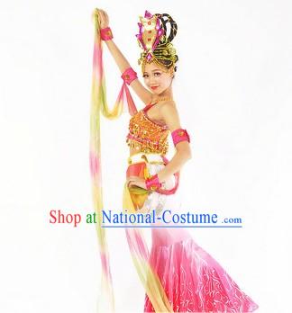 Apsaras Dancing Costumes and Headdress for Women