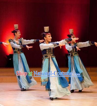 Traditional Chinese Xinjiang Minority Dance Costume and Hat for Women