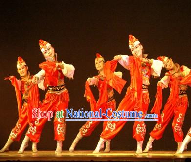 Chinese Riding on Horseback Dance Costumes and Hat for Women