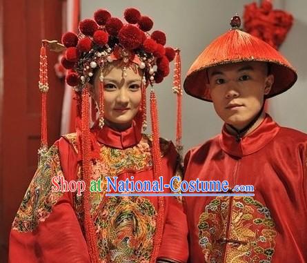 Ancient Chinese Wedding Dresses and Hats for Men and Women