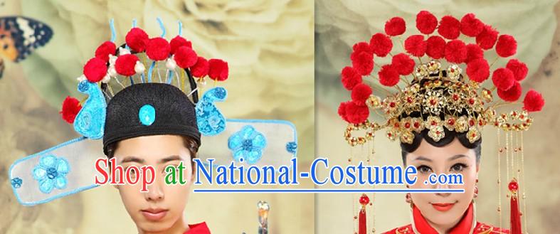 Ancient Chinese Bridegroom and Brides Wedding Marriage Hats