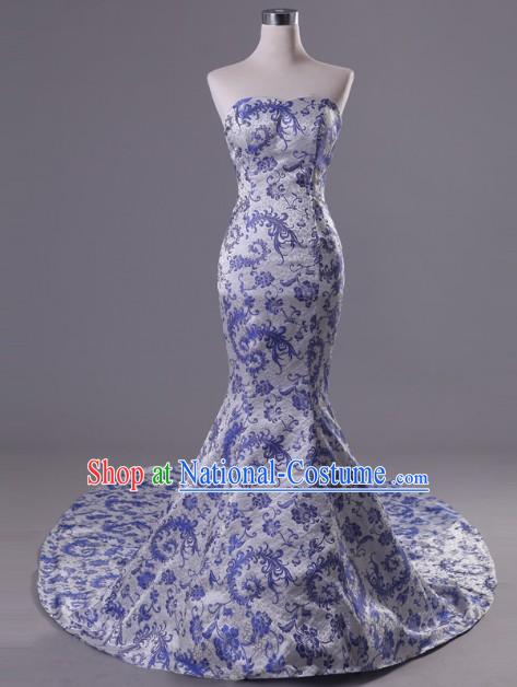 Gorgeous Chinese Classical Long Trail Phoenix Tail Evening Dress