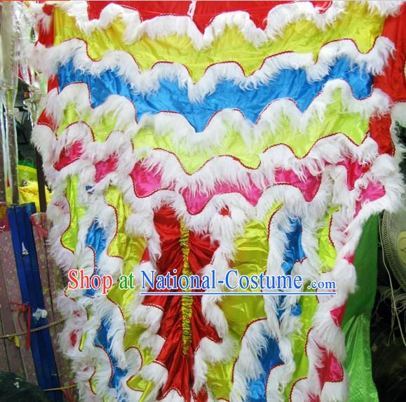 Rainbow Color Long Wool Lion Dance Body Costume Pants Claws Set