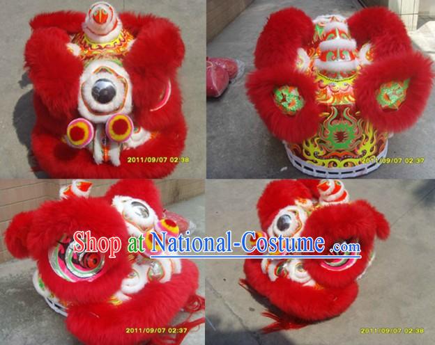 Red Sheep Wool Lion Dance Costumes Complete Set