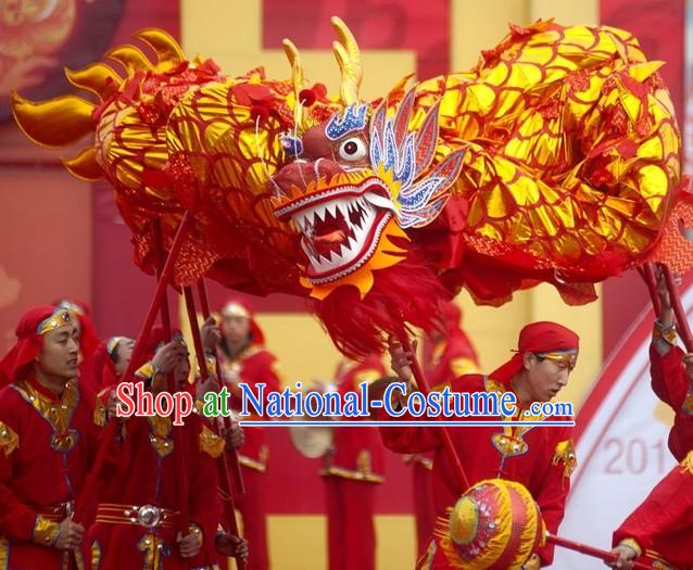 Red Gold Chinese Dragon Costumes Complete Set for 6 People