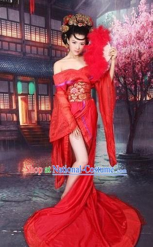 Ancient Chinese Guzhuang Style Costumes and Hair Accessories Complete Set