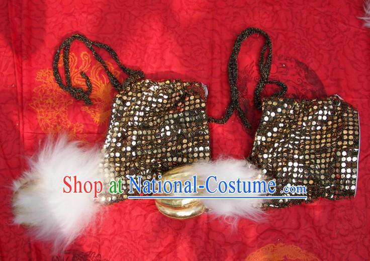 Black Sequins White Wool Lion Dance Claws for Professional Performance and Competition