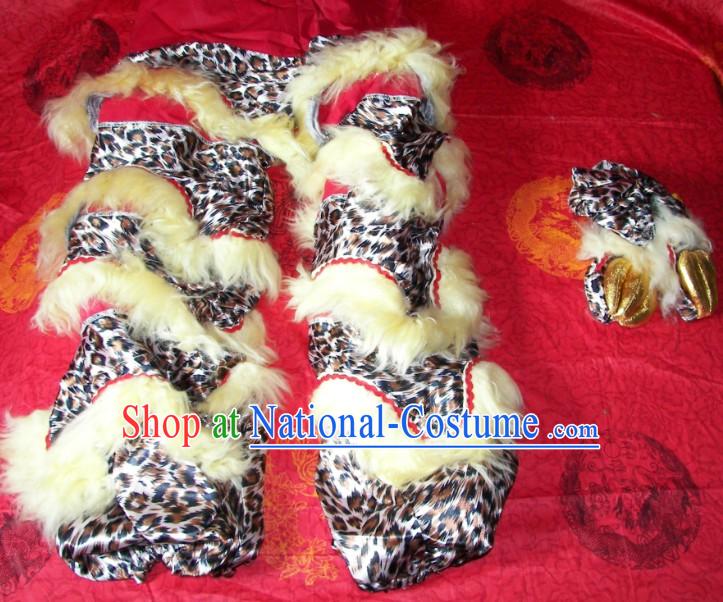 Leopard Pattern Chinese Festival Celebration One Pair of Lion Dance Pants and Shoes Covers