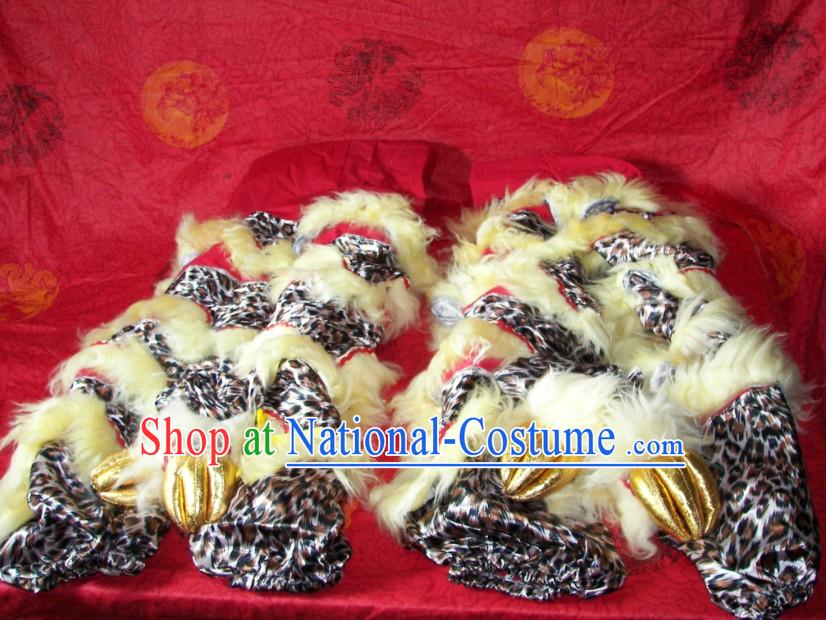 Leopard Pattern Chinese Festival Celebration Two Pairs of Lion Dance Pants and Shoes Covers