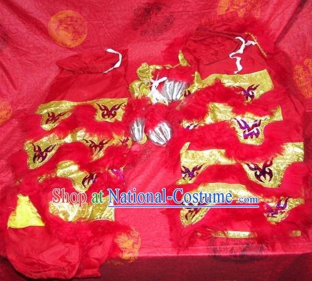 Traditional Chinese Bat Fu Pattern Two Pairs of Lion Dance Pants and Shoes Covers