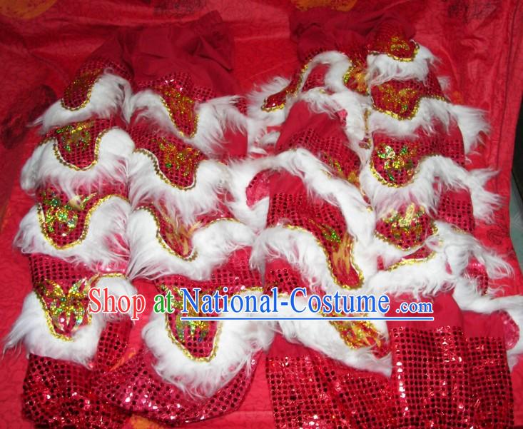 Bat Fu Pattern Two Pairs of Lion Dance Pants and Shoes Covers