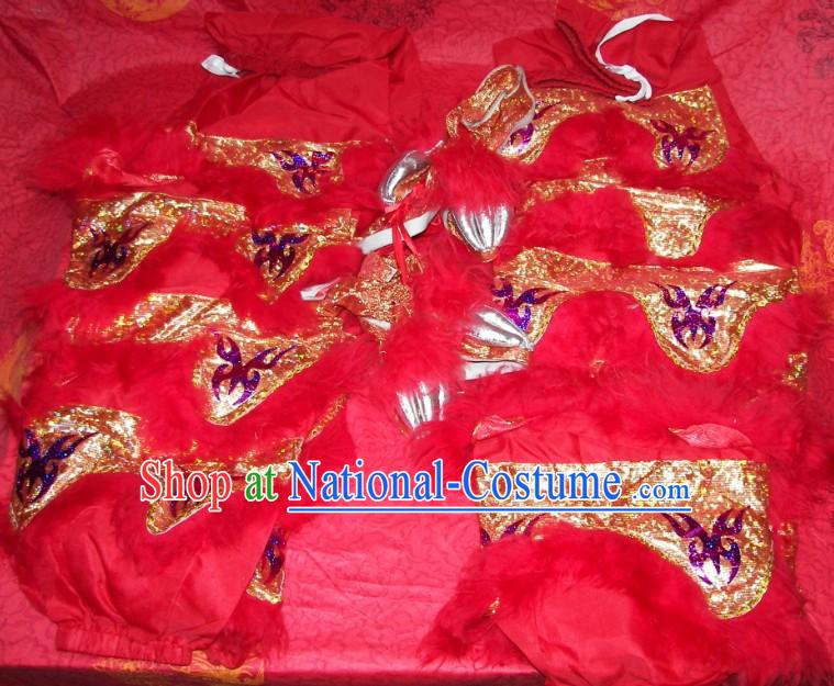 Festival Celebration Two Pairs of Chinese Lion Dance Pants and Claws Covers