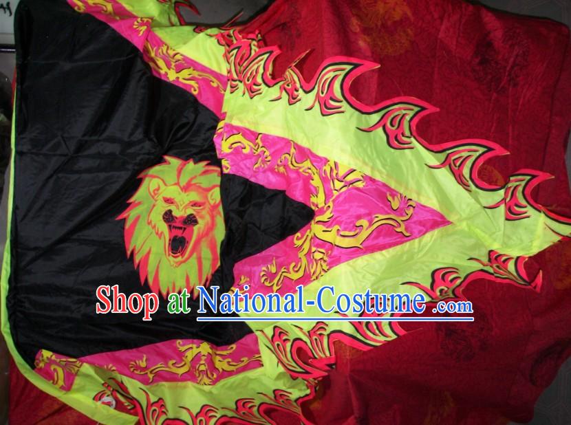 Chinese Lion Dance and Dragon Dance Performance Giant Flag Banner