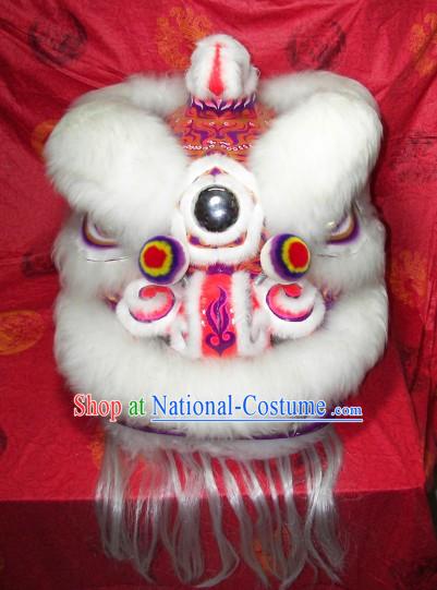 Supreme White Wool Hok San Lion Dance Costumes Complete Set