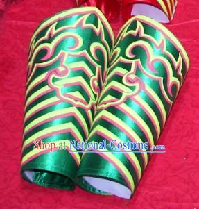 Green Professional Competiton and Performance Dragon Dancer and Lion Dance Legs Wrappings