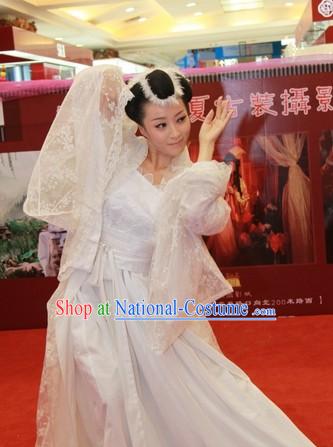 Supreme Chinese White Wedding Bride Veil Clothing