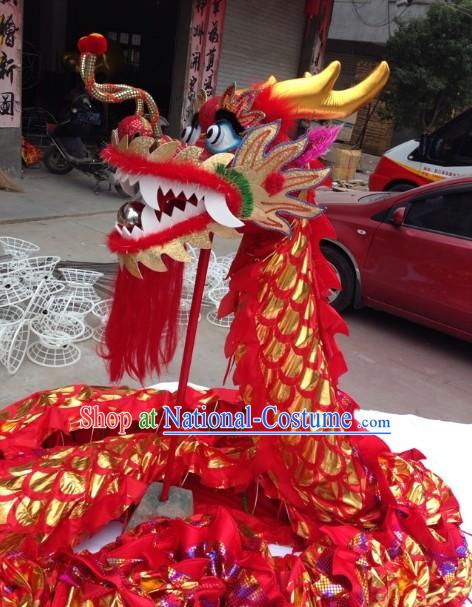 Red Color Chinese Lunar New Year Events Celebration Dragon Dance Costumes Complete Set