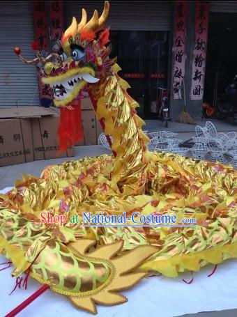 Gold Color Chinese Lunar New Year Events Celebration Dragon Dance Costumes Complete Set