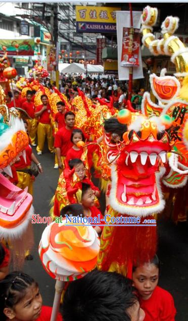 Red Chinese Lunar New Year Events Luminated Dragon Dancing Costumes Complete Set