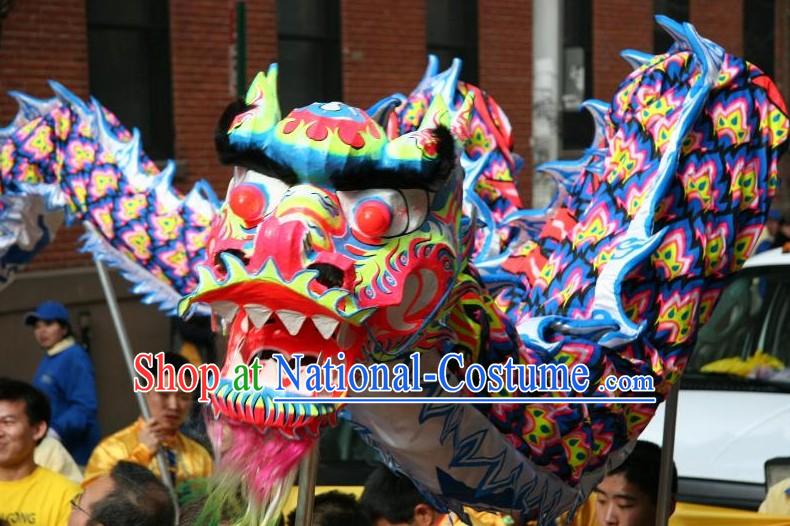 Blue Color Supreme Chinese Lunar New Year Celebration Luminated Dragon Dance Costumes Full Set