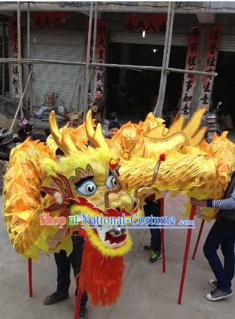 Traditional Handmade Festival Celebration Gold Dragon Dance Costumes Complete Set