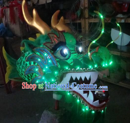 Handmade LED Luminous Flame Chinese Traditional Dragon Head Fish Body Prop