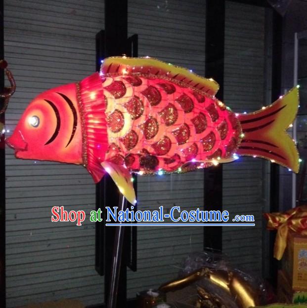 Handmade LED Luminous Chinese New Year Parade Traditional Fish Dance Prop