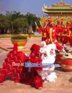 Half Red Half White Festival Ceremony Lion Dance Costumes Complete Set