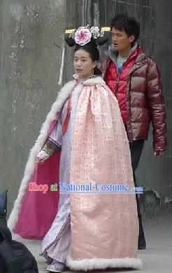 Qing Dynasty Winter Snow Cloak Mantle for Women