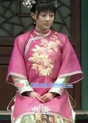 Chinese Qing Dynasty Imperial Empress Dresses and Headwear Complete Set