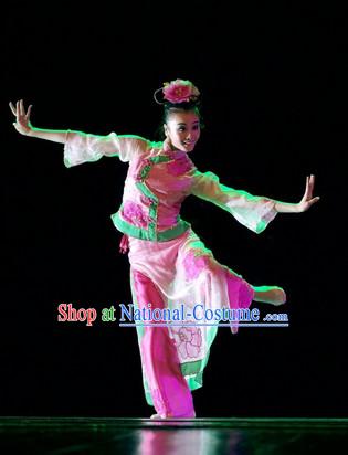 Traditional Chinese Classical Dancing Costume and Headwear Complete Set