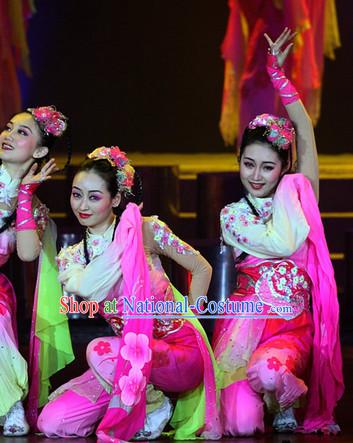 Classical Chinese Plum Blossom Dance Costumes Complete Set