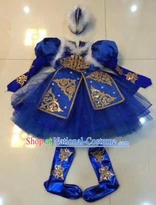 Chinese Folk Ethnic Mongolian Dance Costumes and Headwear for Women