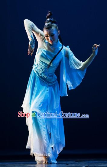 Chinese Classical Dance Costumes and Hair Accessories Complete Set