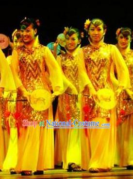 Chinese Classical Fan Group Dance Outfit for Women